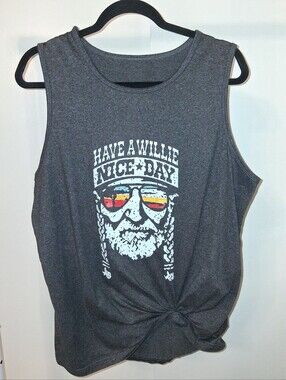 Unisex Dark Gray Graphic Muscle Tank  'Have A Willie Nice Day' Unsized/unbranded